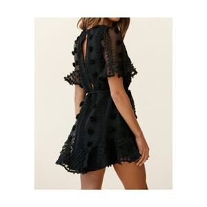 Macaron Embellished Fluted Hem Dress Black Size Medium